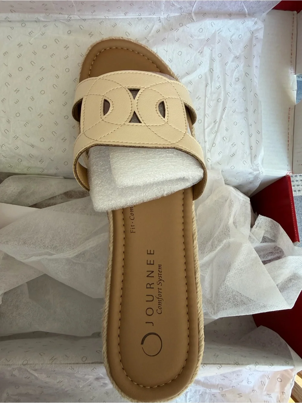 Journee Collection Rosalinda Platform Espadrille Sandal- Bone